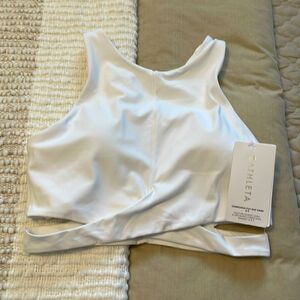 New Athleta White Conscious Cut Out Crop Sports Bra